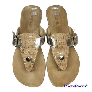 Vionic* Ginger* Thong Comfort Sandal* Cork/Gold* Sz 10
